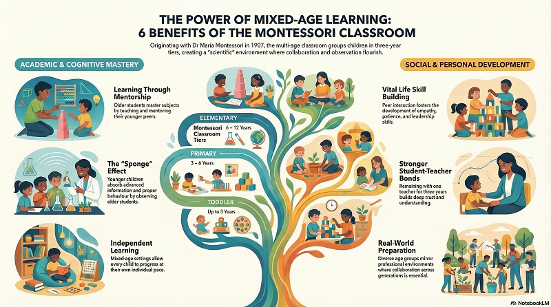 Infograph on the Benefits of the Multi-Age Montessori Classroom